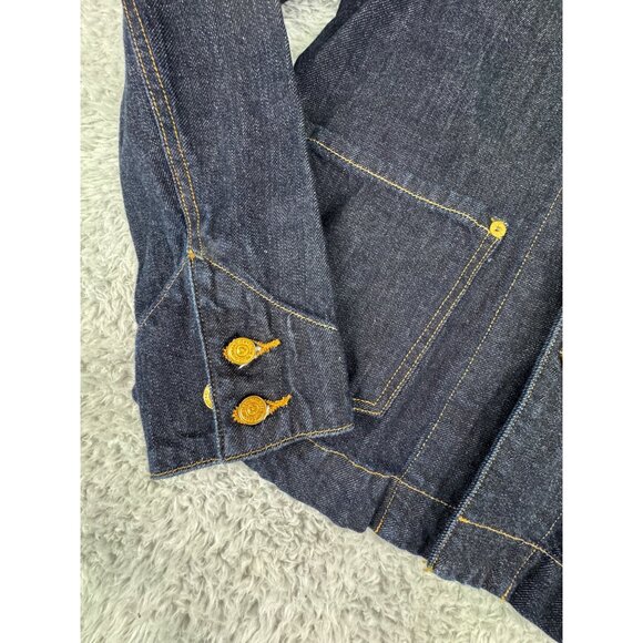 True Religion Womens M Denim CollarJacket Camden Blue Accent Embroidered - Picture 6 of 16